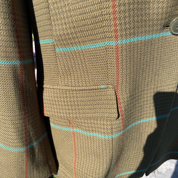 Linea Louis Dell'Olio Women's Olive Houndstooth Plaid Blazer Jacket Size 12 - Picture 5 of 11